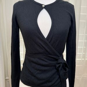 XS - Black Cashmere Wrap Sweater - Banana Republic